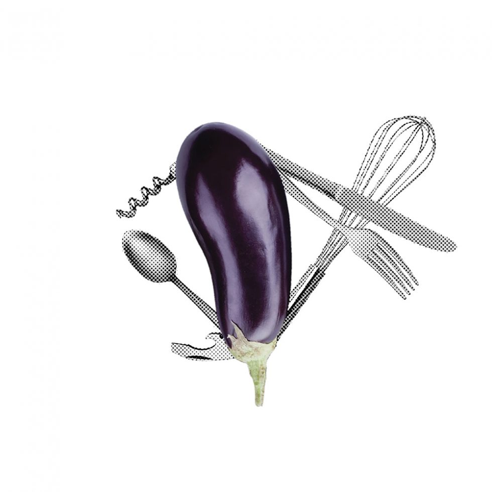 Ilustración digital, berenjena suiza